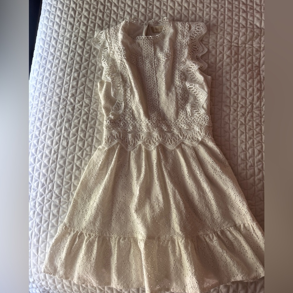 WHITE full lace detail dress